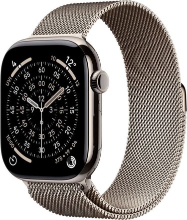 Часы Apple Watch Series 11, 46 mm, Natural Titanium Case with Natural Milanese Loop, размер M/L