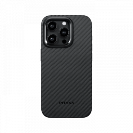 Чехол для iPhone 15 Pro Pitaka MagEZ Pro 4 кевлар (черно-серый)