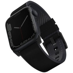 Ремешок Uniq Straden Waterproof Leather/Silicone для Apple Watch 42-44-45-49 мм, черный